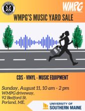 WMPG Summer Music Yard Sale - Sunday August 11th at WMPG studios 92 Bedford Street Portland Maine from 10am to 2pm.